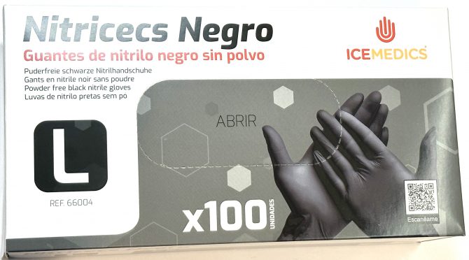 Guantes Nitrilo Negro Sin Polvo Talla L 100 Unidades Profesional