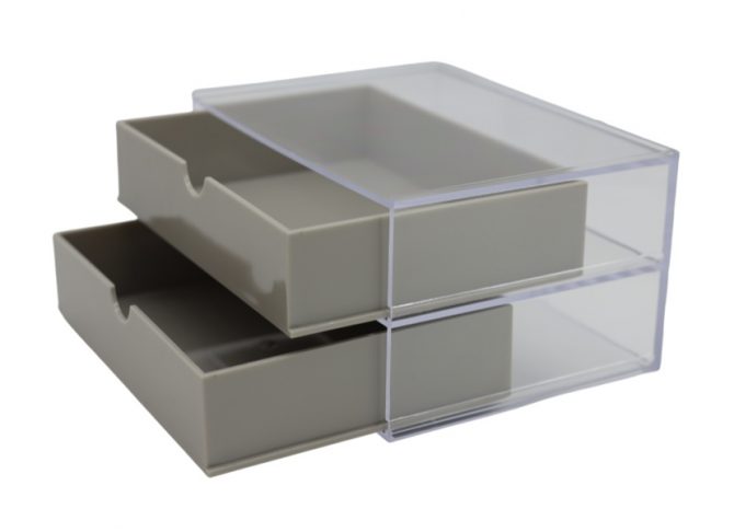 CAJA DE 2 CAJONERAS PLASTICO COLOR GRIS