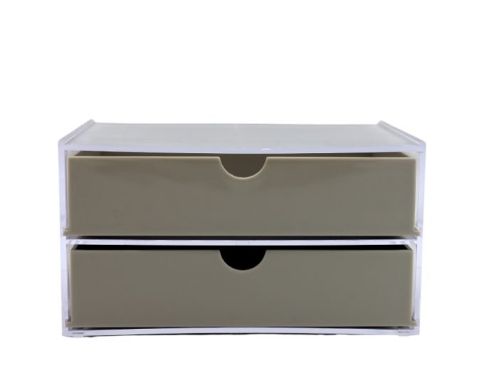 CAJA DE 2 CAJONERAS PLASTICO COLOR GRIS