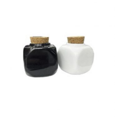 VASITO CERAMICA CON TAPA COLOR NEGRO