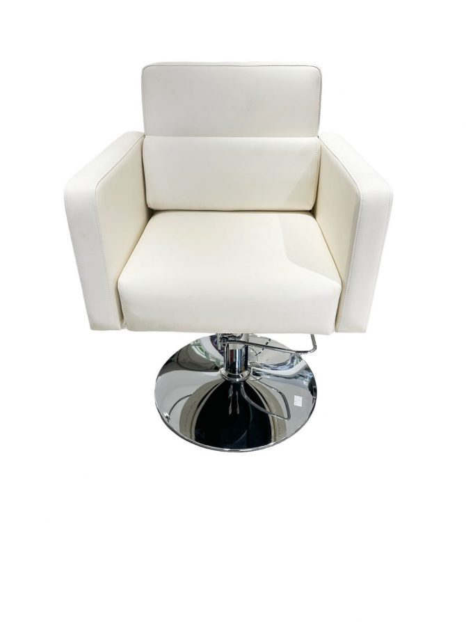 SILLA PELUQUERIA DE PIEL COLOR BLANCO