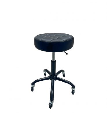 TABURETE DE PIEL CON CUATRADO PEQUEÑO COLOR NEGRO