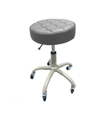 TABURETE DE PIEL CON CUATRADO PEQUEÑO COLOR GRIS CLARO